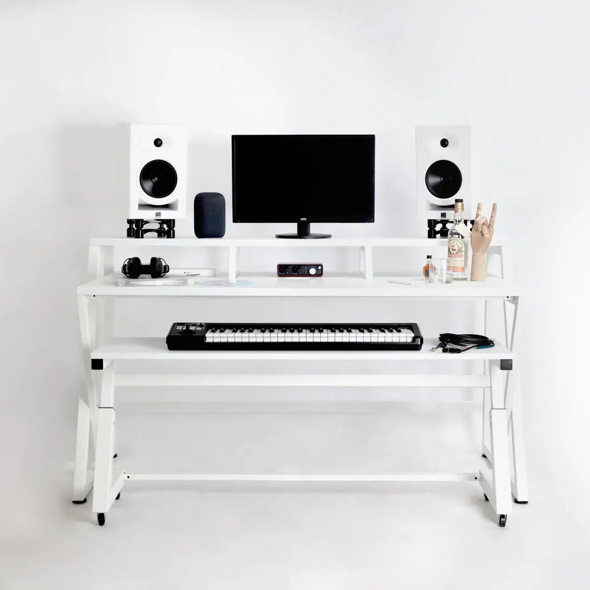 Wavebone HEADQUARTER™ Z Ergonomic Studio Workstation with Height-Adjustable Keyboard Trolley - Koala Audio