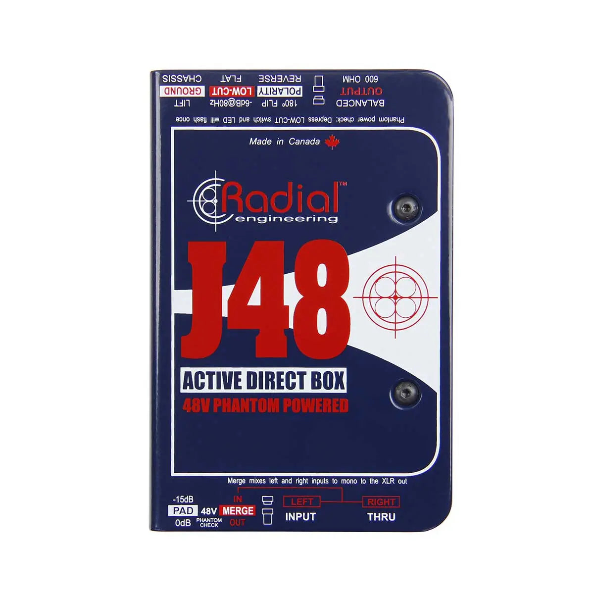 Radial Engineering J48 Active 48V phantom powered direct box with digital switching supply Radial Engineering