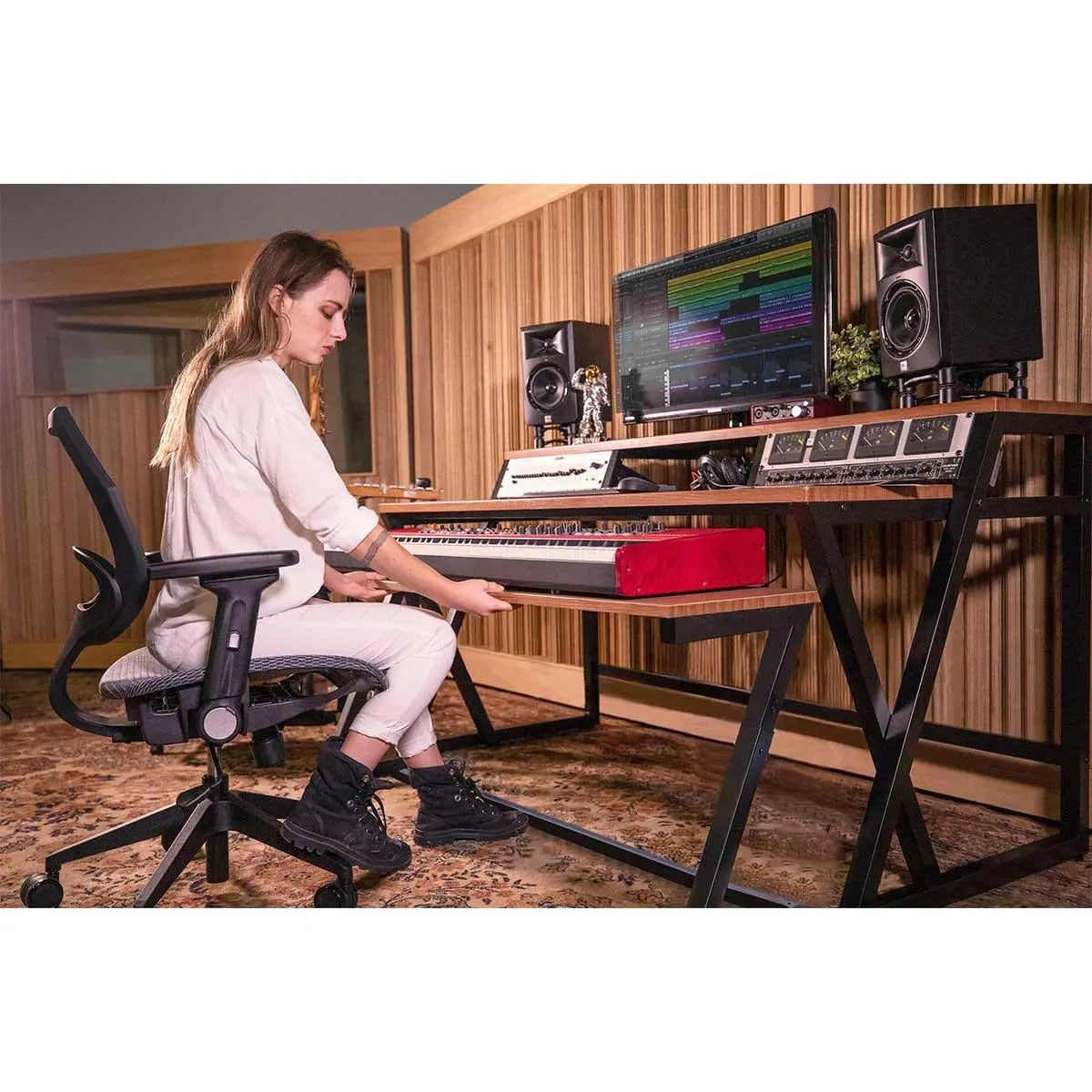 Wavebone HEADQUARTER™ Z Ergonomic Studio Workstation with Height-Adjustable Keyboard Trolley - Koala Audio