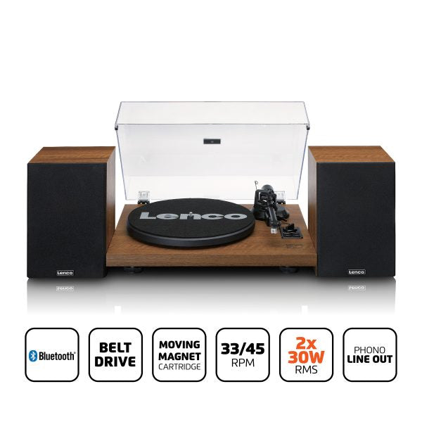 Lenco LS-480 Record Player Plus 2 External Speakers – Wood