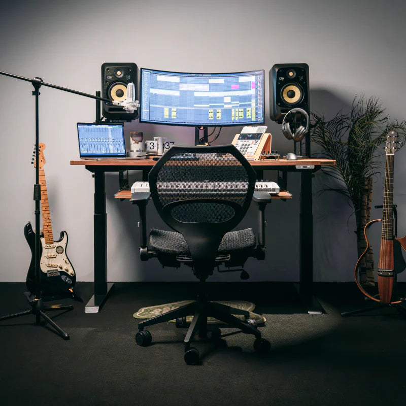 Wavebone Starship Motorised Studio Desk with speaker stands