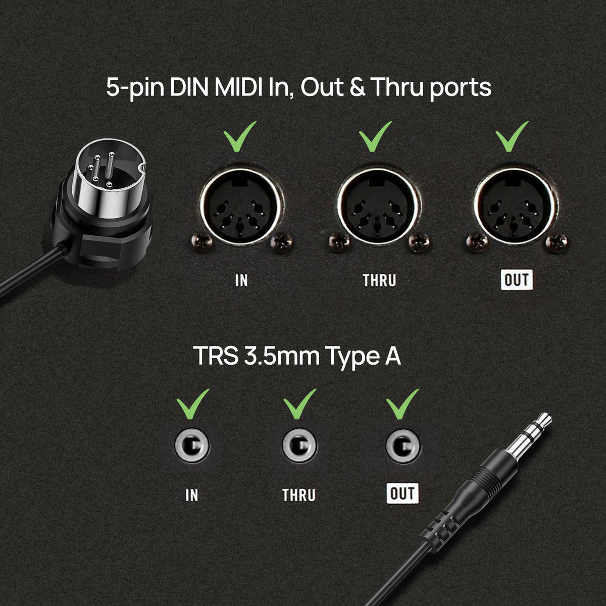 CME Pro TRS (Straight, 1/8″, type A) to 5-pin DIN MIDI Cable 4-Pack – 3FT / 90cm