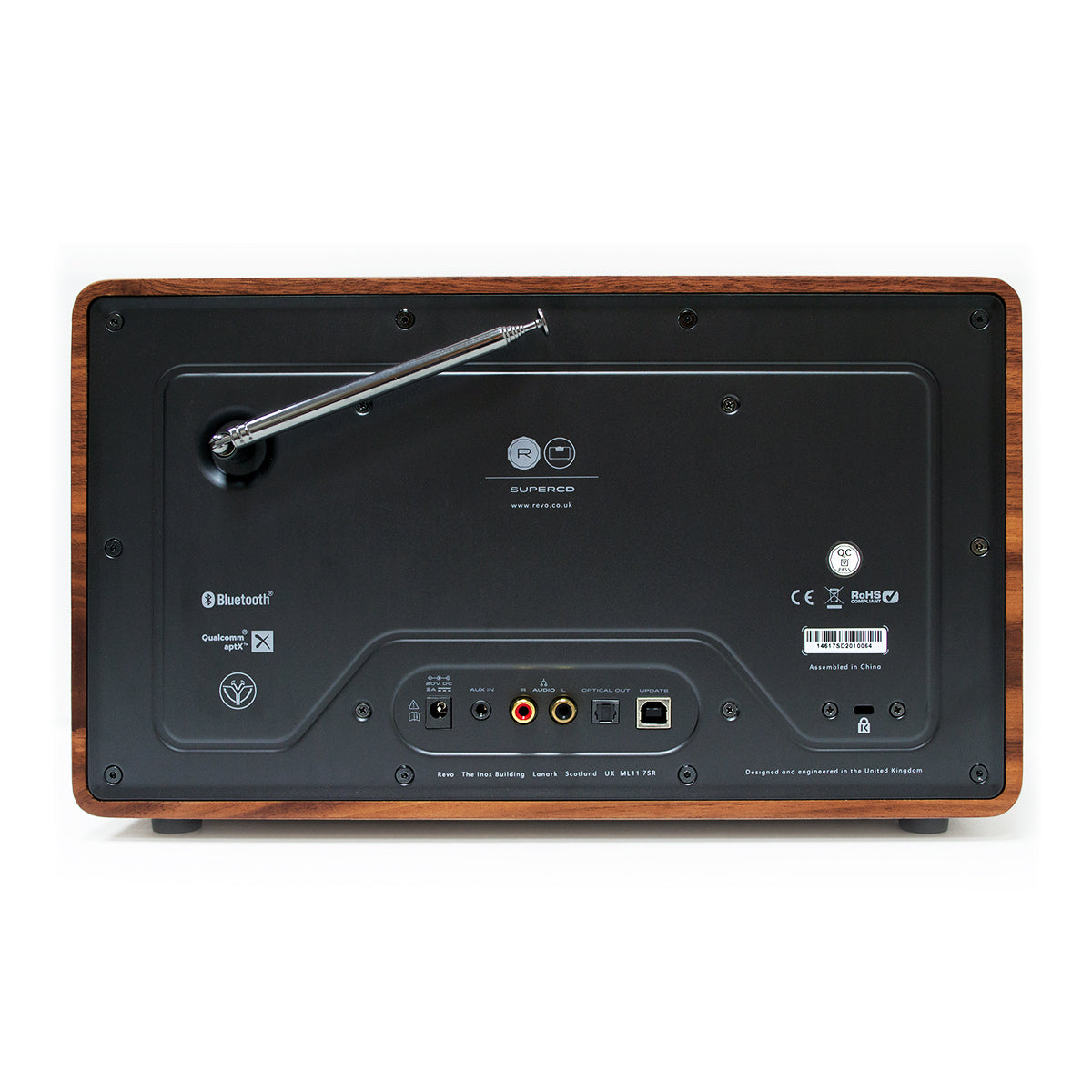 Revo SuperCD Walnut CD Player with Internet Radio, Spotify Connect, DAB+, FM and Bluetooth – Walnut Black
