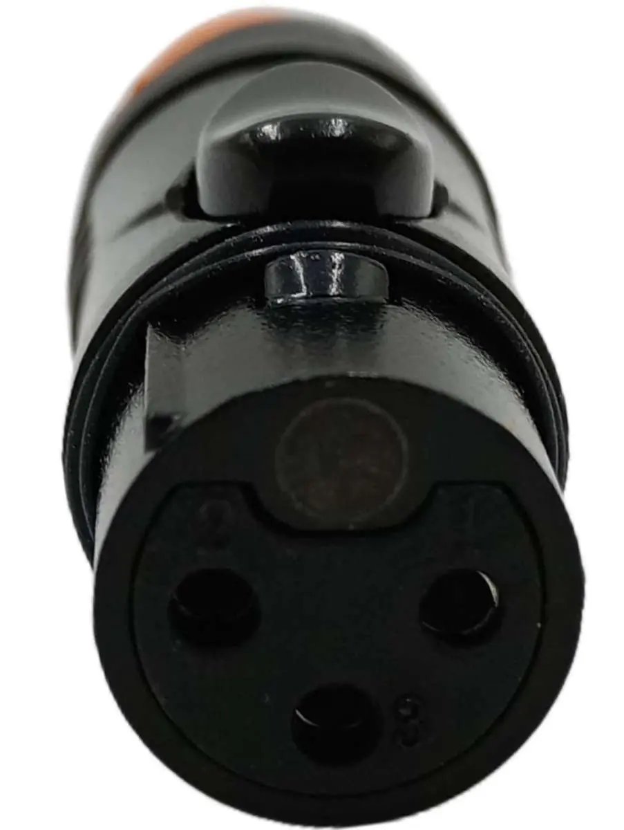 Enova XL23FB-W XLR cable connector female 3-pin IP65 black housing and orange boot solder cups Enova