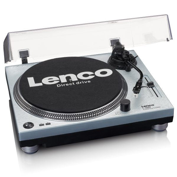 Lenco L-3809 Direct Drive Turntable with USB/PC Encoding – Metallic