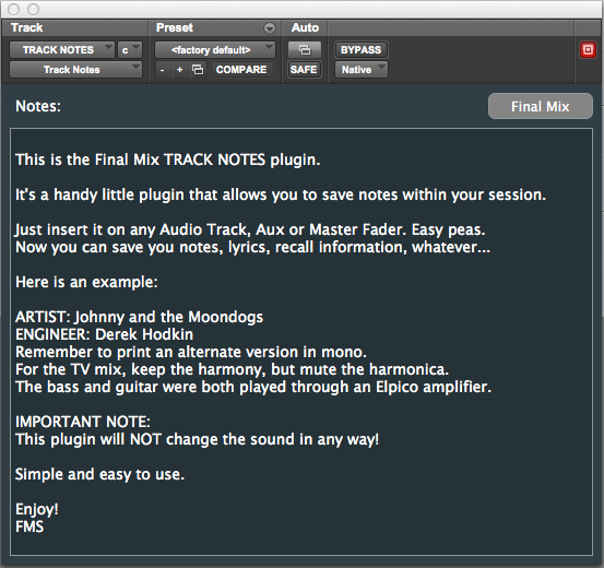 FMS Track Notes III — FMS