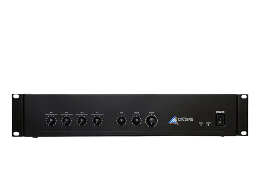 Australian Monitor ES250 Mixer Amplifier 4Ch 1 x 250W B-Class 100V/8Ohm 2 RU Australian Monitor