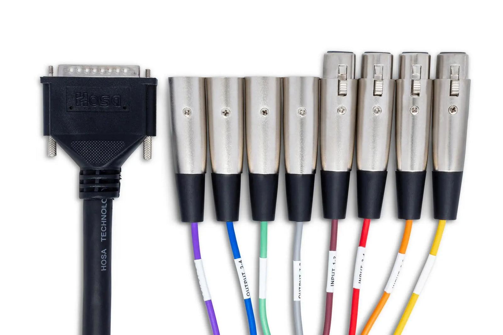 Hosa AES805Y AES/EBU Snake, DB25 to 4 x XLR3M and 4 x XLR3F, 5 M Hosa