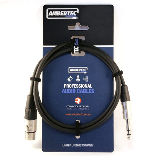 Ambertec Microphone cable, 1m, REAN XLRF to 6.35mm TRS