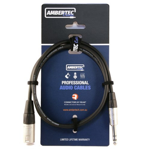 Ambertec Microphone cable, 1m, REAN XLRM to 6.35mm TRS