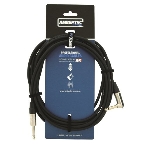 Ambertec Guitar cable REAN connectors straight/right angle black 6m