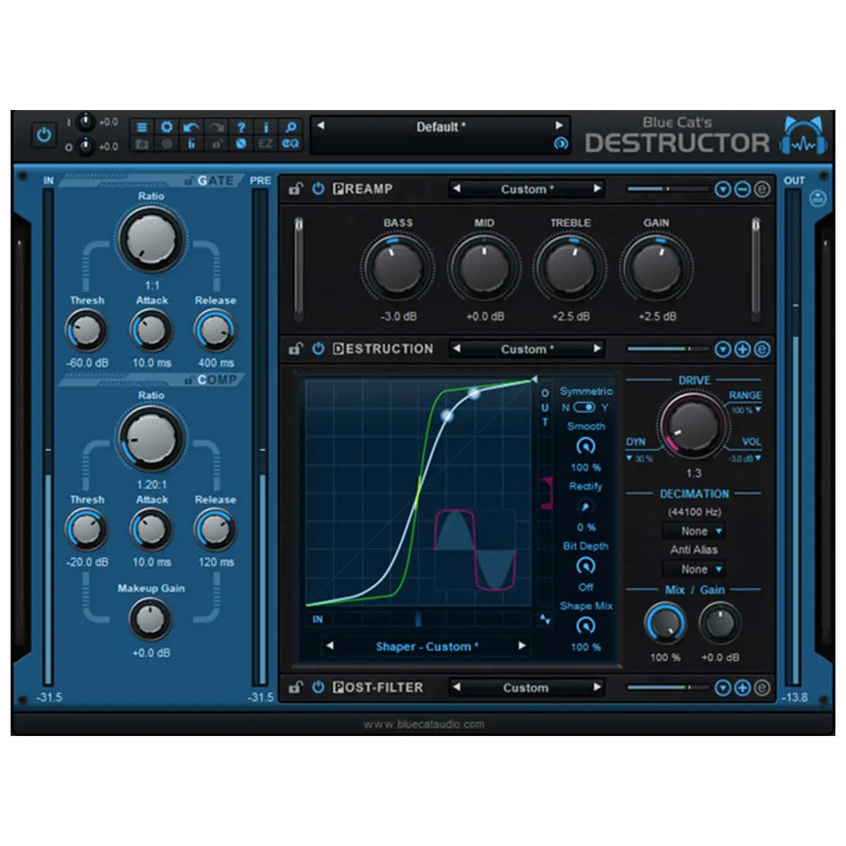 Blue Cat Destructor 2 Distortion and Amp Modeling Plug-In (Digital Download) Blue Cat Audio