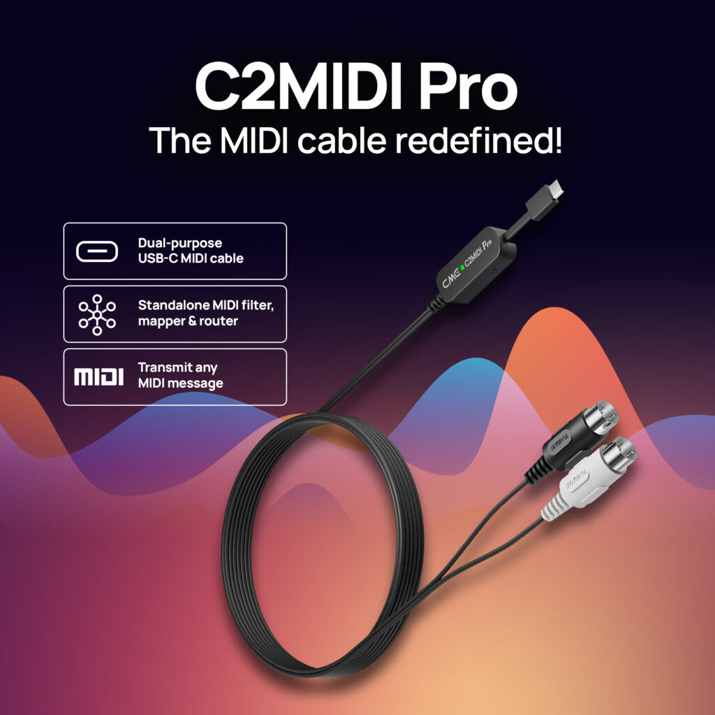 CME C2MIDI Pro Dual-purpose USB-C MIDI cable;+ Standalone MIDI filter, mapper &amp; router