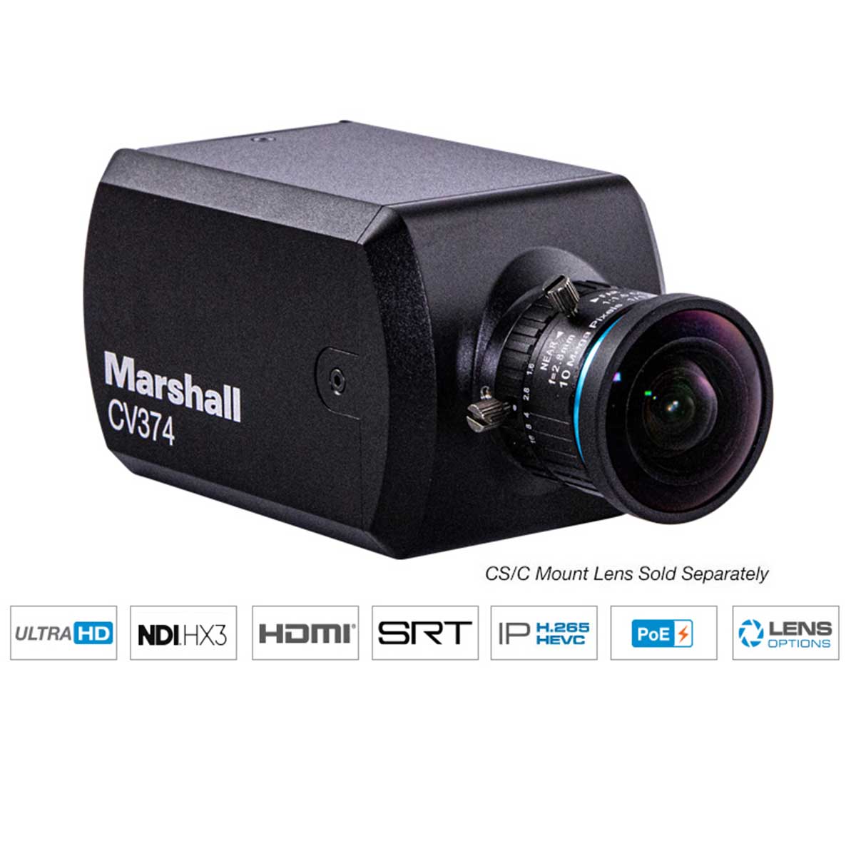 Marshall CV374 Compact 4K (UHD) Camera NDI HX3 &amp; HDMI