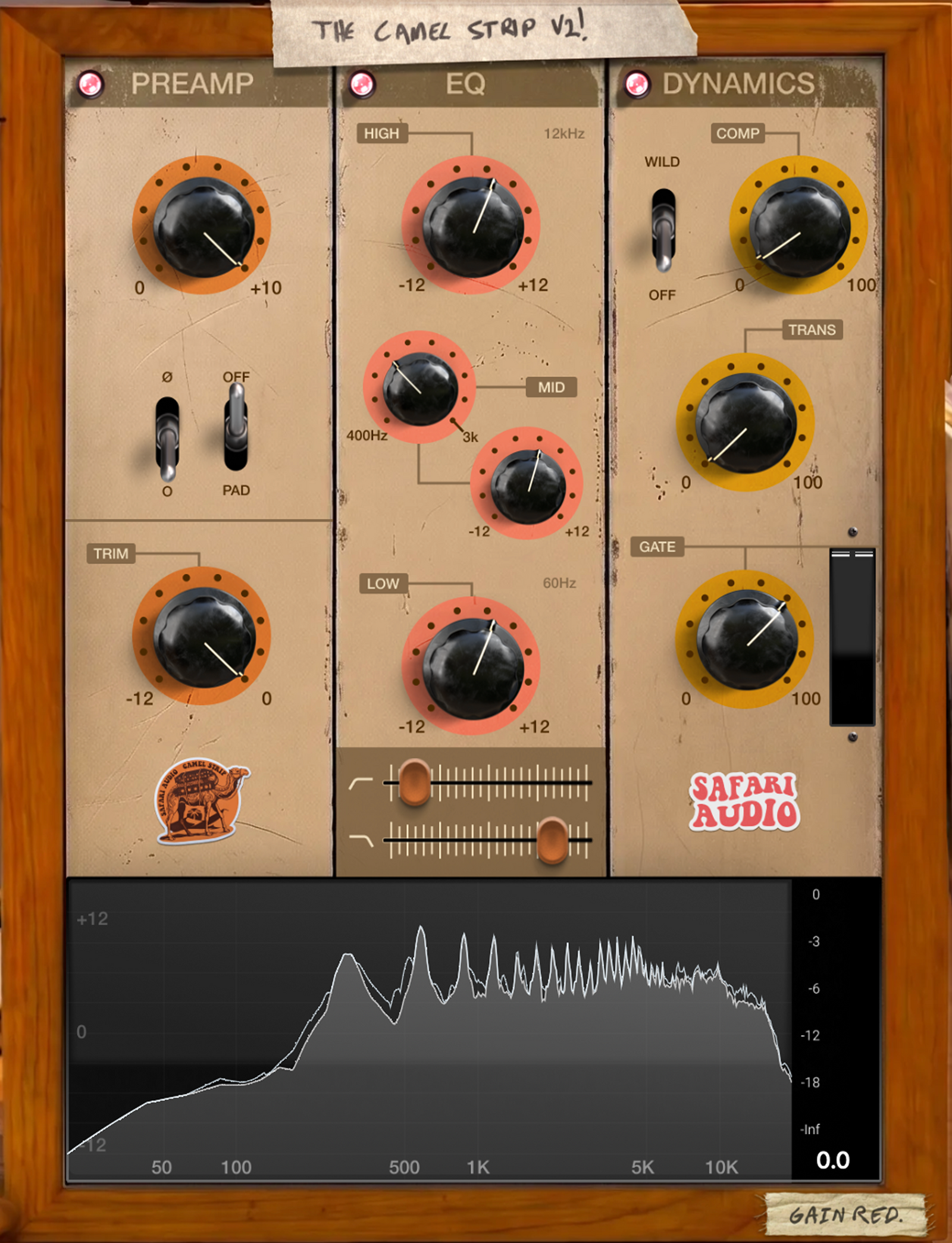 Safari Audio Camel Strip V2 channel strip plug-in interface
