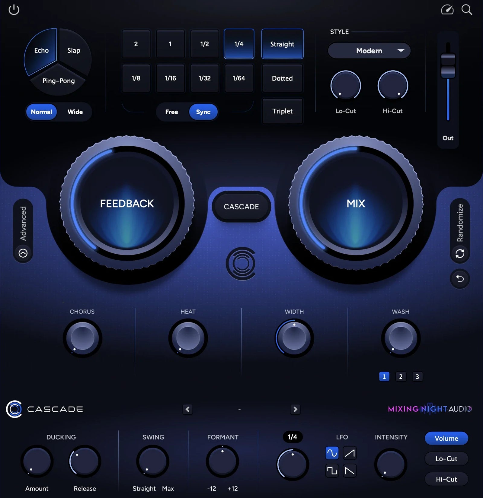 Mixing Night Audio Cascade creative delay plugin