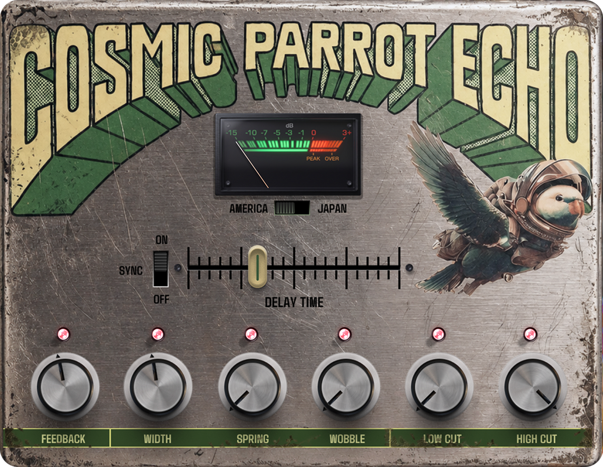 Safari Audio Cosmic Parrot Echo tape delay plug-in interface