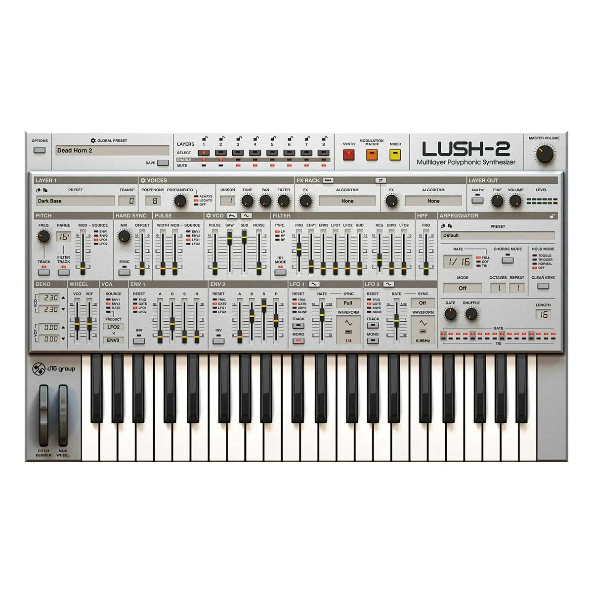 D16 Lush 2 8-layer 32-voice polyphonic synth (Serial Nr + Download) D16