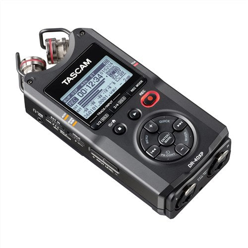 Tascam DR-40XP 4-Channel 32-bit Float Portabl Field Recorder with USB-C Interface and adjustable mics