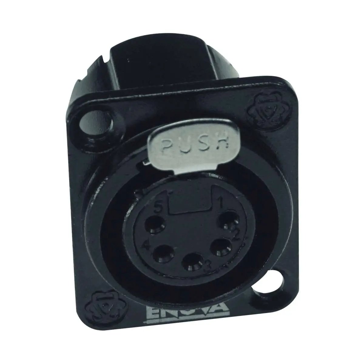 Enova XL15FB-W XLR chassis connector female 5-pin IP65 black plastic housing solder cups Enova