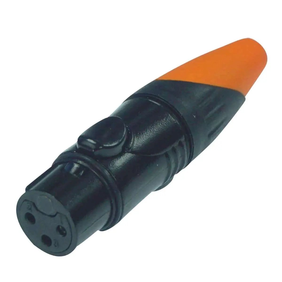 Enova XL23FB-W XLR cable connector female 3-pin IP65 black housing and orange boot solder cups Enova