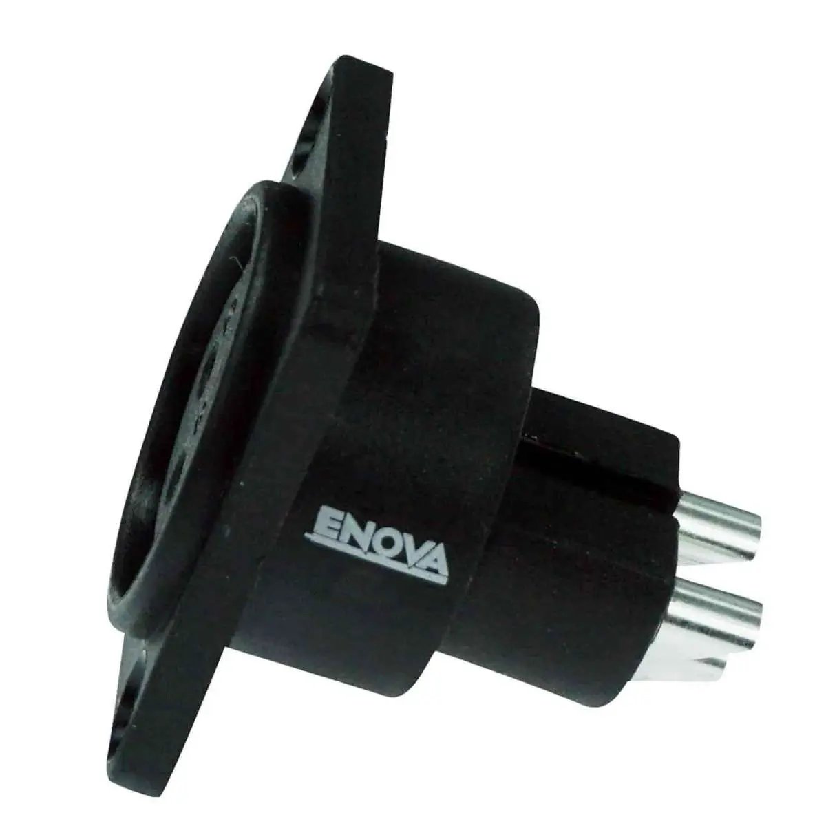 Enova XL13FB-W XLR chassis connector female 3-pin IP65 black plastic housing solder cups Enova