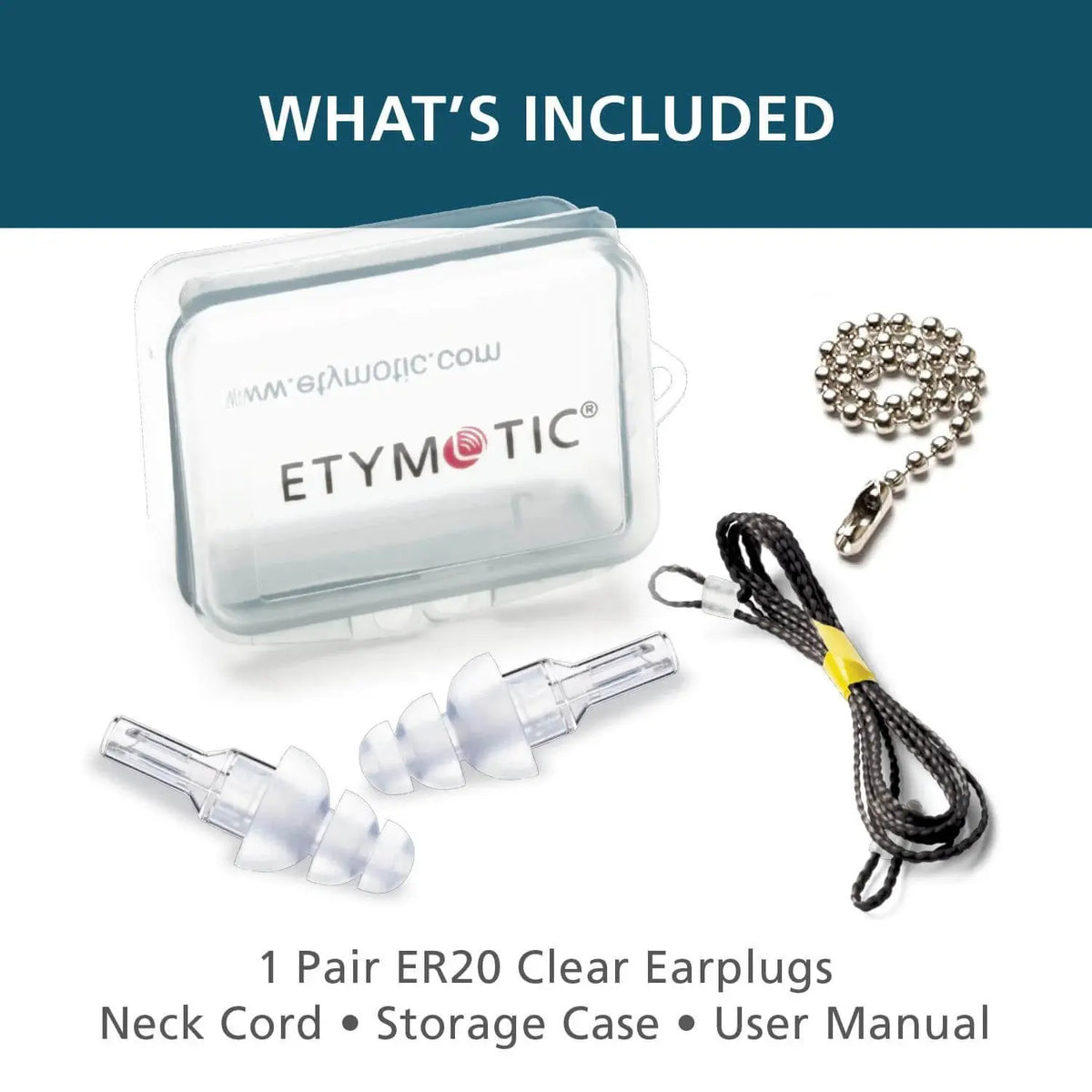 Etymotic ETY Plugs ER20 High Fidelity Earplugs (Standard) (Frost) Etymotic