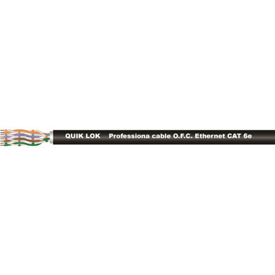 QuikLok - Ethernet CAT6 Digital Shielded Cable (7 x 0.57mm diameter) - Black - 100m reel