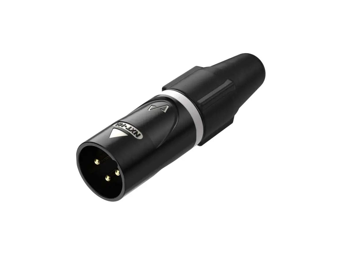 EnovaNxt NXT3MA XLR cable connector male 3-pin, gold contacts, metal housing with black PureCoreNxt finishing, black boot EnovaNxt