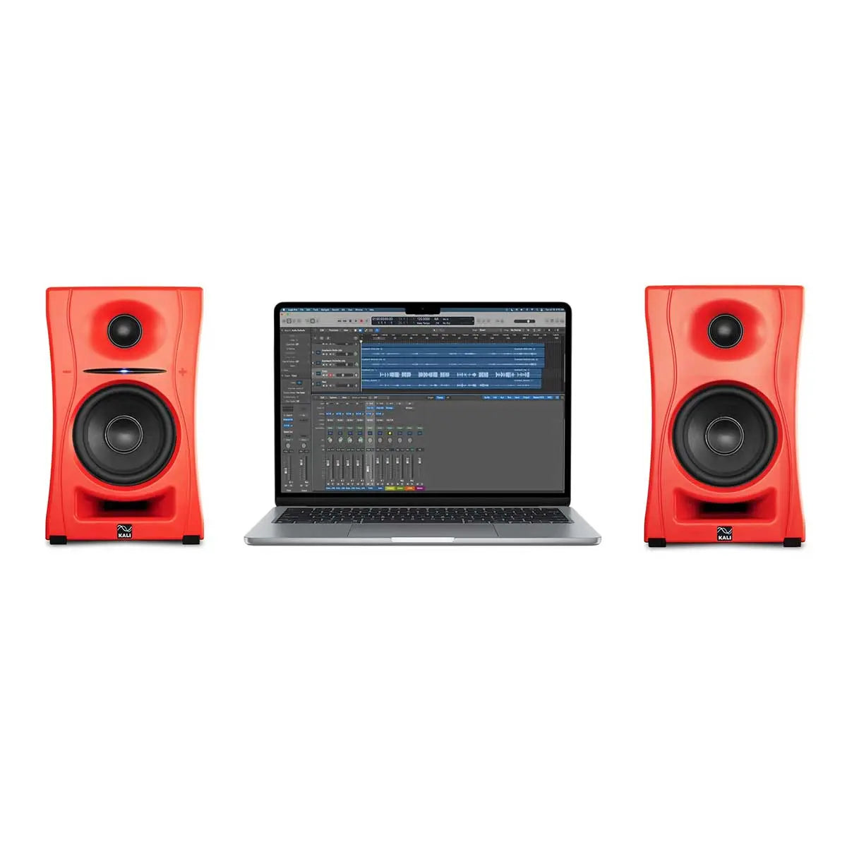 Kali Audio 2-Way Studio Monitors 4"+1". Bluetooth Onboard, Red, Pair. Kali Audio