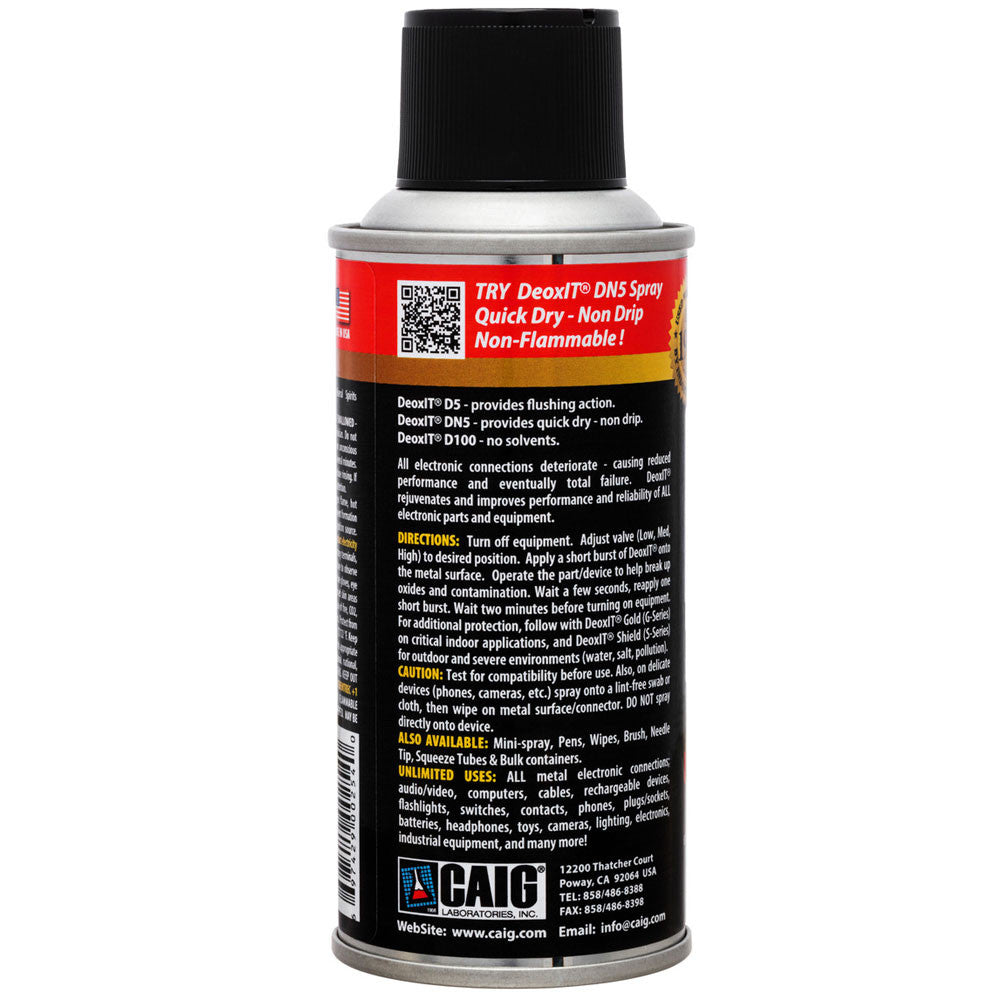 Hosa CAIG D5S6 Deoxit Contact Cleaner, 5% SPRAY, 142 grams