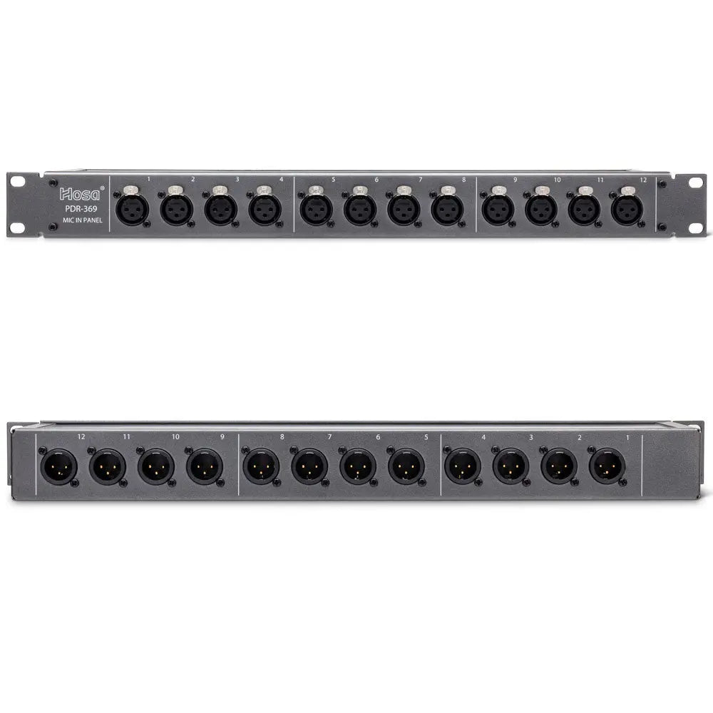 HOSA PDR369 Patch Bay, 12-point, De-Normaled, XLR3F to XLR3M Hosa
