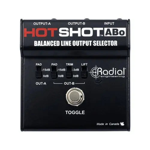 Radial HOTSHOT ABO - Mic & line switcher, 1 XLR-F input and 2 XLR-M outputs. Balanced