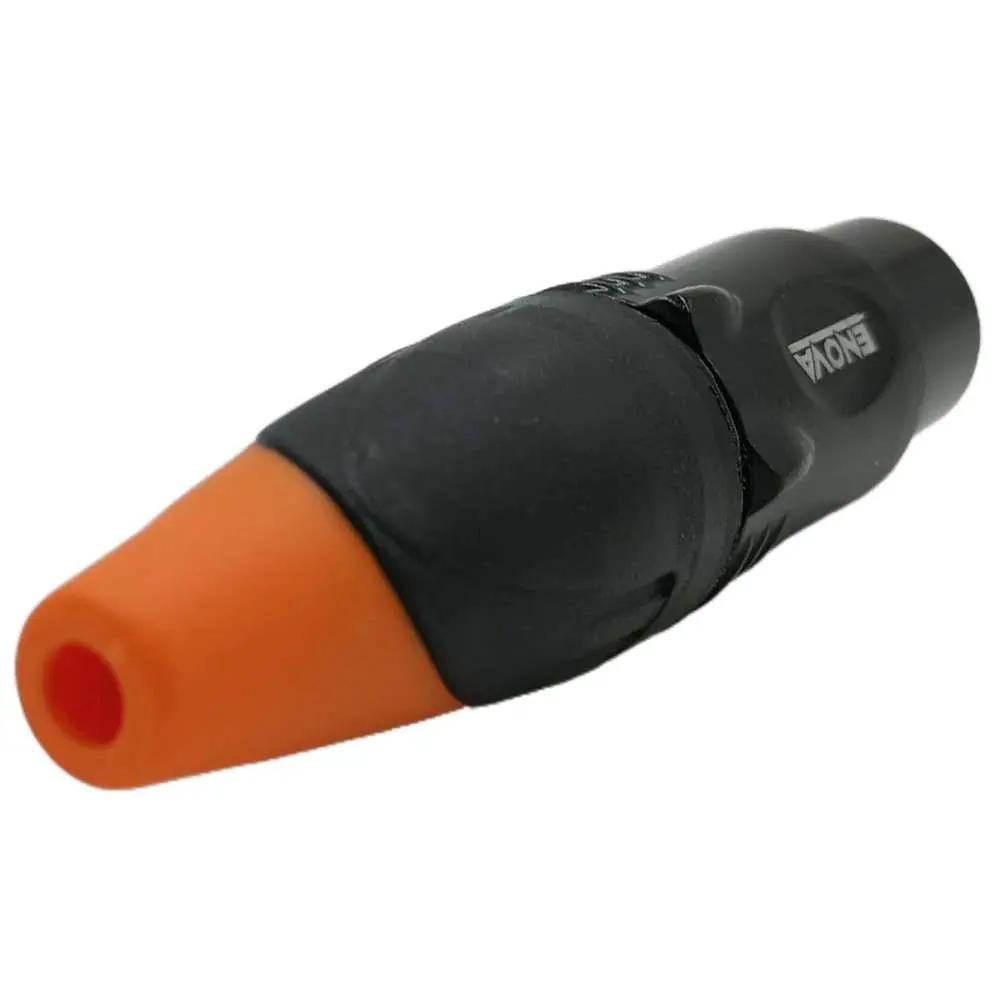 Enova XL23FB-W XLR cable connector female 3-pin IP65 black housing and orange boot solder cups Enova