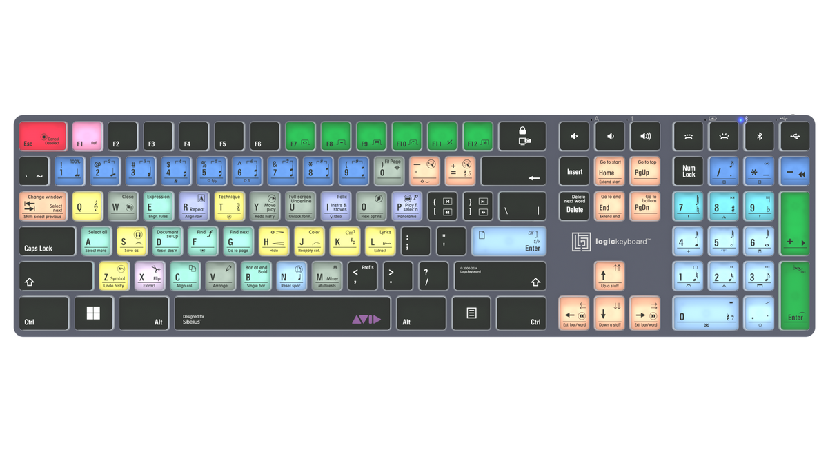 Logickeyboard TITAN Shortcut  Keyboard Backlit & Bluetooth – Avid Sibelius – Windows
