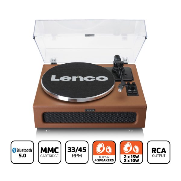 Lenco LS-430 Turntable with 4 built-in Speakers – Brown