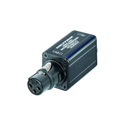 NEUTRIK 110/75 OHM IMPEDANCE X-FORMER BNC TO FEMALE LINE XLR Neutrik