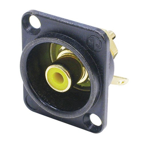 Neutrik NF2D-B-4 RECESSED RCA SOCKET BLACK SHELL YELLOW INSULATOR