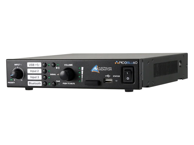 Australian Monitor PICOBLU60 Mixer Amplifier Half Rack 5 input 1 x 60W 100V/8Ohm