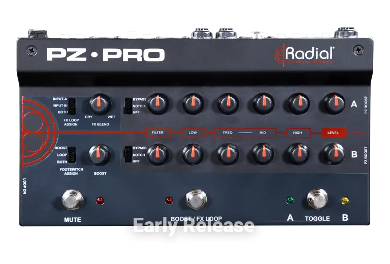 Radial Engineering PZ PRO - Acoustic instrument preamp, 2 ch w/dual EQ, 48V mic in, Radial DI Radial Engineering