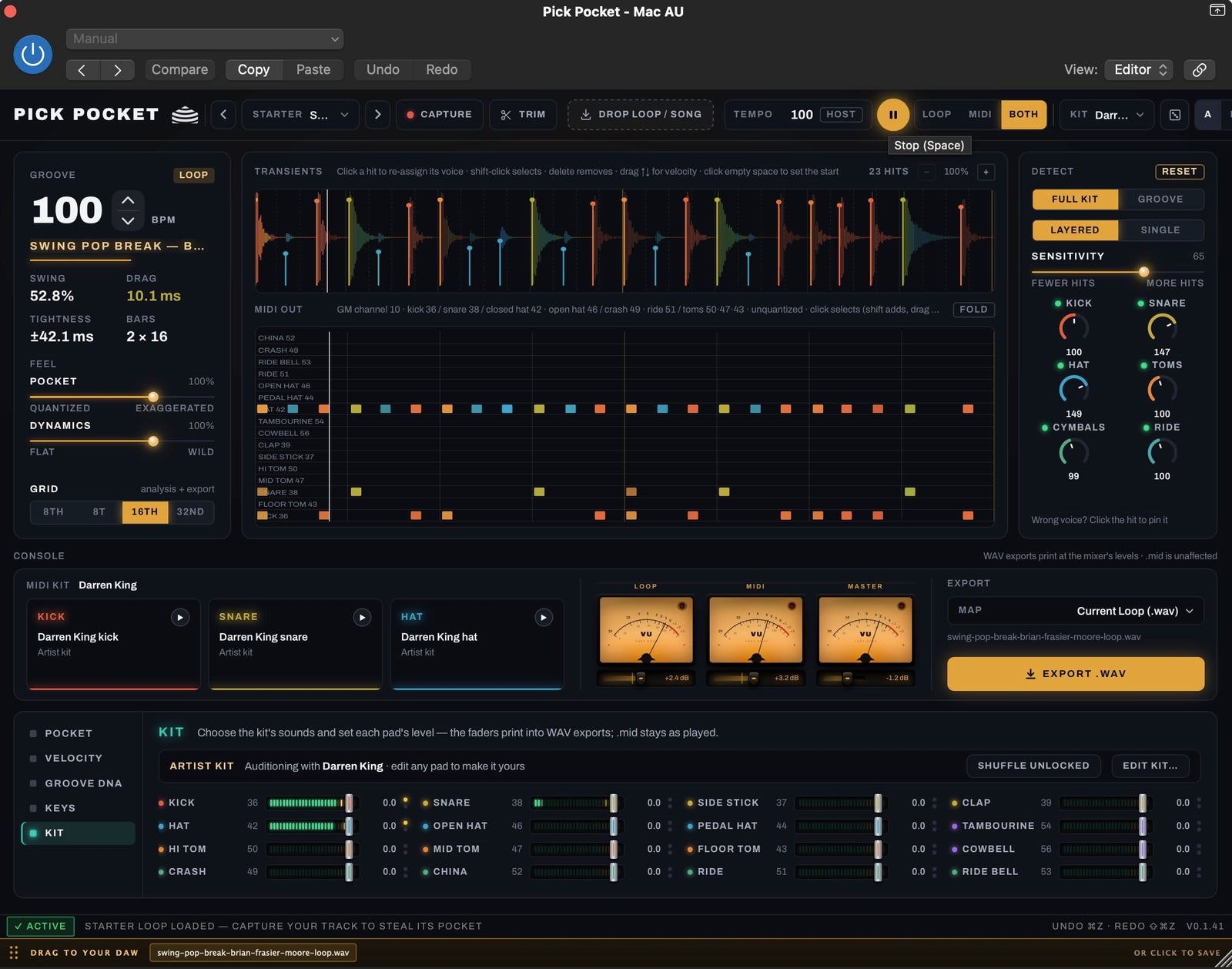 Yurt Rock Pick Pocket Audio to MIDI Drum Plug-In