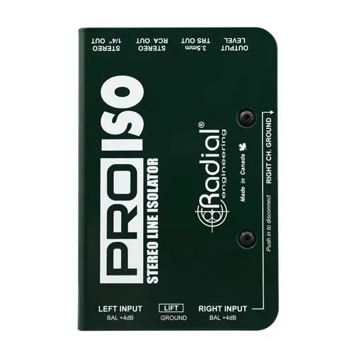 Radial Pro-ISO Passive stereo +4dB balanced to -10dB converter with RCA