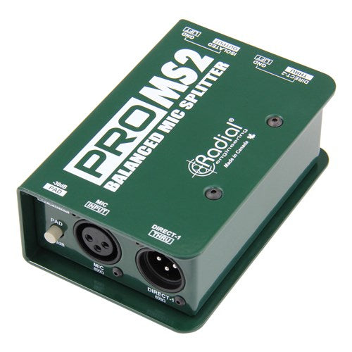 Radial Engineering PROMS2 Mic splitter, passive with 1-input, 2-direct outs &amp; 1 Eclipse isolated output