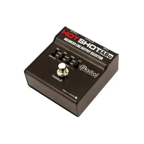 Radial HOTSHOT ABO - Mic & line switcher, 1 XLR-F input and 2 XLR-M outputs. Balanced Radial Engineering