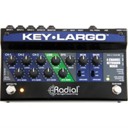 Radial Engineering KEY-LARGO Keyboard mixer, 3 stereo inputs, effects bus, USB, balanced DI outs Radial Engineering