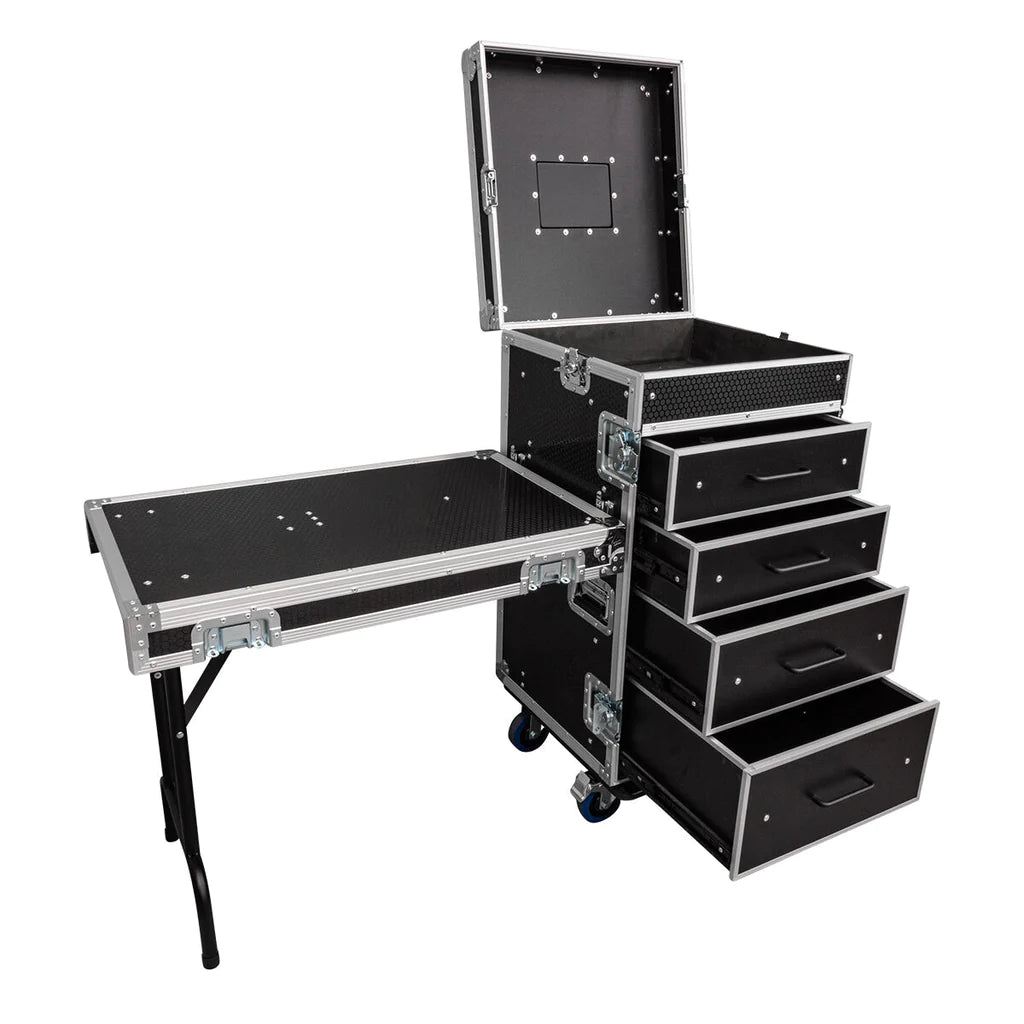 Titan AV 4 Drawer Workstation with Top Storage &amp; Side Table