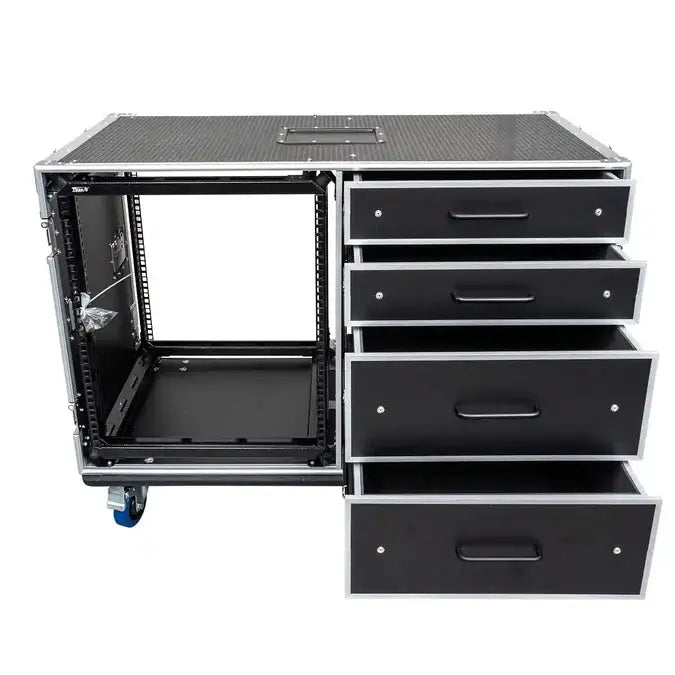 Titan AV 12RU Shockproof &amp; 4 Drawer Workstation with Side Tables