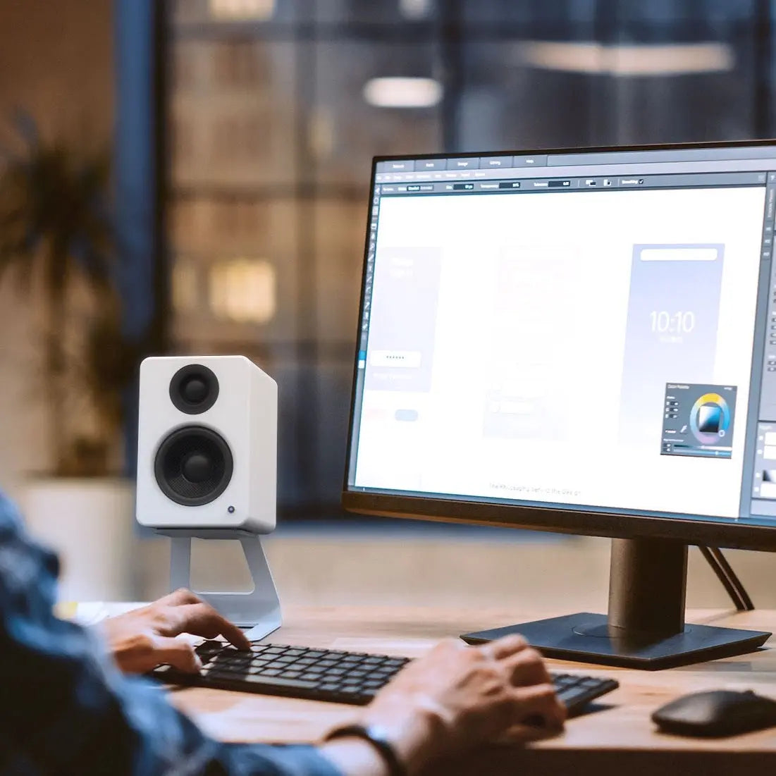 Kanto SE2W Elevated Desktop Speaker Stands for Small Speakers - Pair, White Kanto