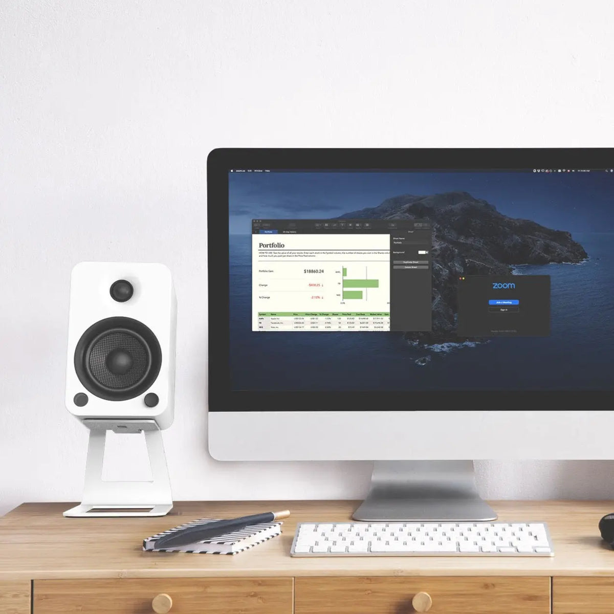 Kanto YU4 140W Powered Bookshelf Speakers with Bluetooth and Phono Preamp - Pair, Matte White Kanto