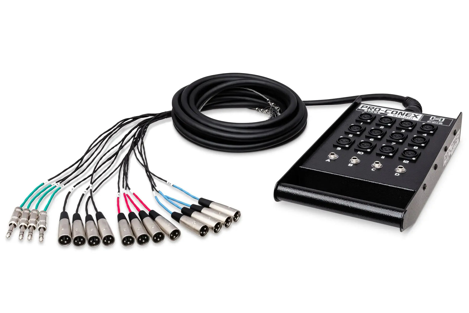 Hosa SH12X450 Pro-Conex Stage Box Snake,  12 x XLR Sends and 4 x 1/4 in TRS Returns, 50 ft / 15M